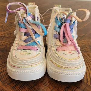 Nwot New Nordstrom Billy toddler girl shoes rainbow glitter white shoe si…